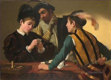 Caravaggio Painting - Los tahúres Caravaggio